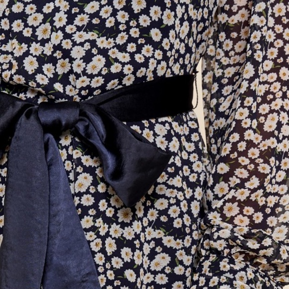 NWT Navy Floral High Neck Dress - Picture 3 of 5